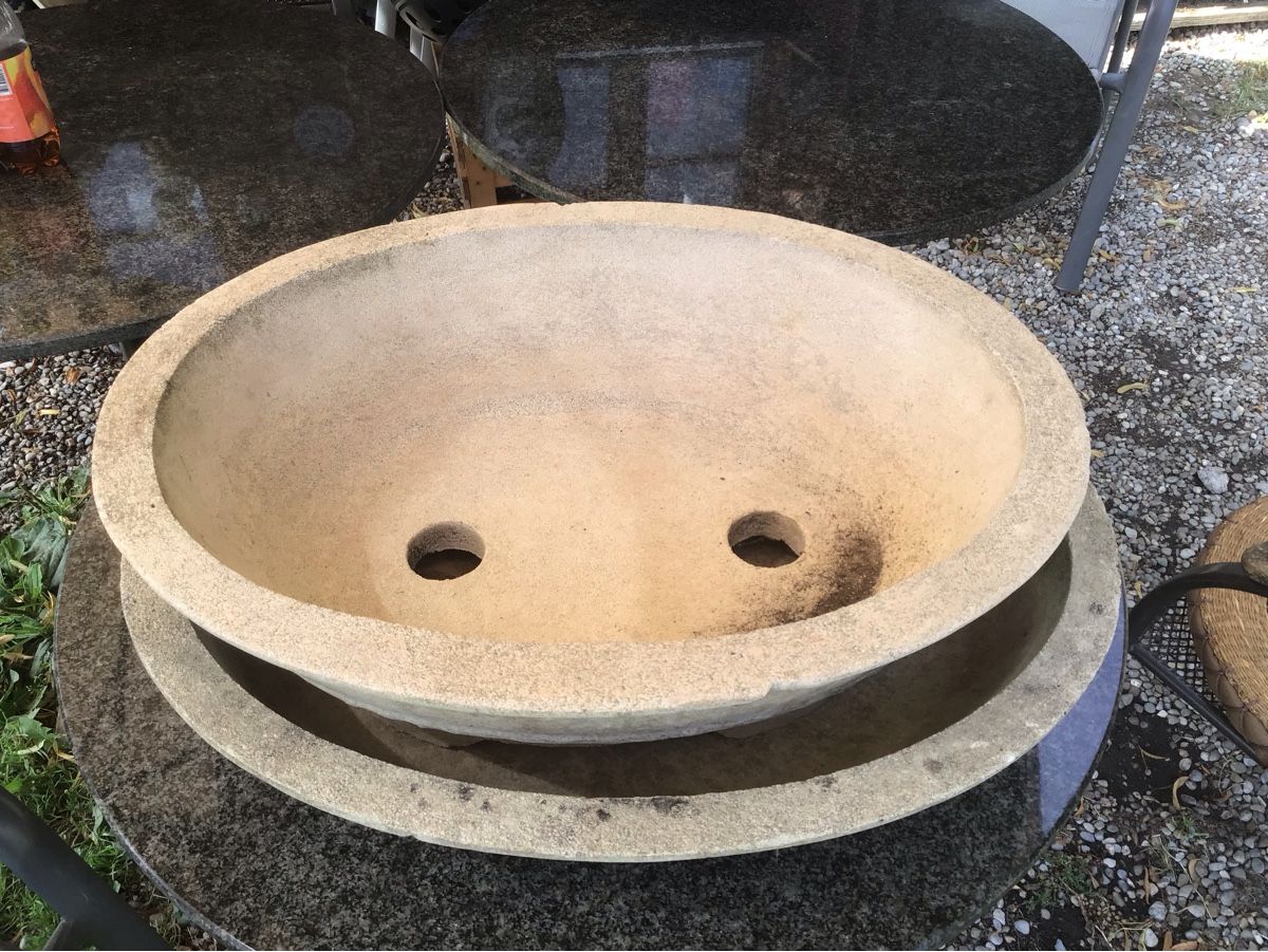 Pentole: Pflanzschale Stein oval mit Untersetzer gebraucht 40cm – Usato da Bazenheid venduto da jud_wk8k 8