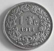 1 Franken 1914 Silbermuenze guter Zustand