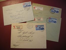 4 BRIEFE SCHWEIZERISCHE LANDESAUSSTELLUNG ZÜRICH, 30 Rp.