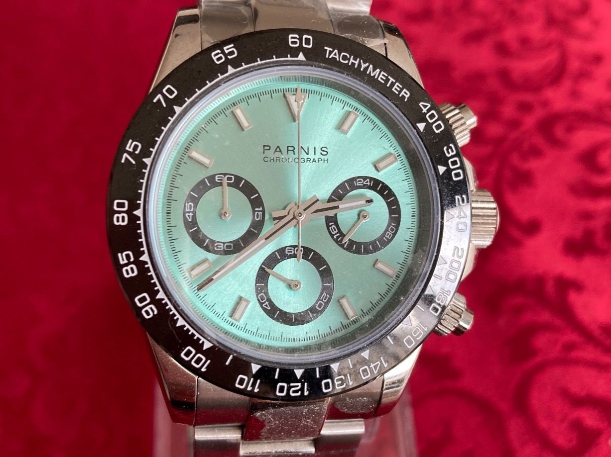 Parnis Uhren: Chronograph "super eisblau" von Parnis, 39mm, Quartz, neu ! – Neu (gemäss Beschreibung) aus Chur von Spuntz1 2