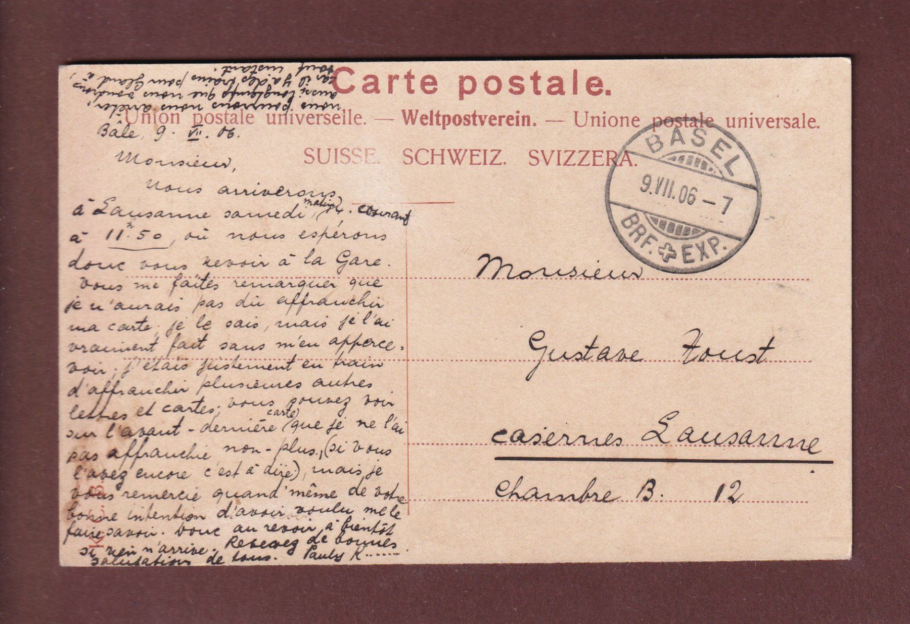Cartes postales: BASEL - Pfalz - 1906 – D'occasion à Pully par nicecards-shop 1