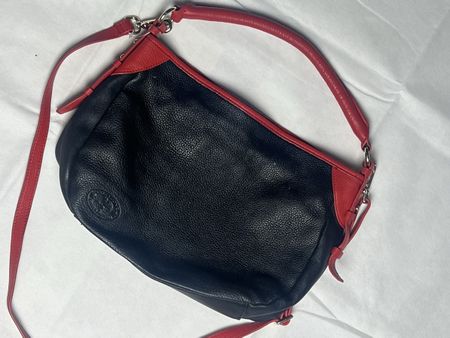 Umhaengetasche Leder schwarz/rot Donna Angelo Fortuna
