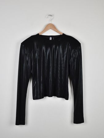 Norma Kamali Shoulder pad long sleeve crew, Gr.40, schwarz