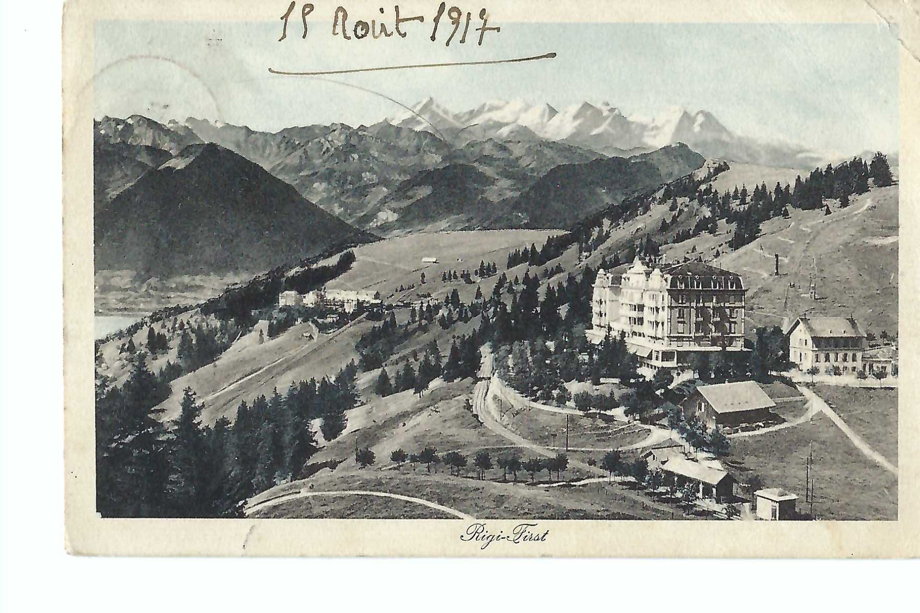 Cartoline postali: Rigi-First mit Hotel,  1917 – Usato da Thun venduto da 44wart
