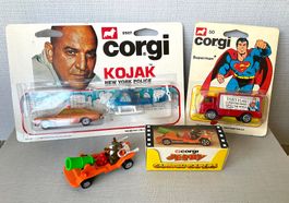 🟡🔵 3x Corgi Juniors / Kojak 1977, Superman 1978, Jerry 80