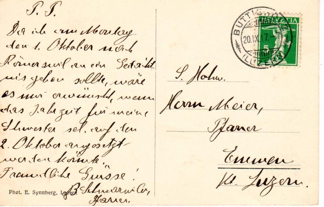 Cartoline postali: Pfarrkirche Buttisholz 1917 – Usato da Wolhusen venduto da Curver9 1