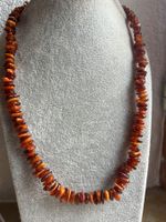 Bernsteinkette, Naturbernstein, cognacfarben (58 cm)