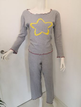 🤩UNDERCOLORS OF BENETTON PYJAMA GRAU & STERN-DRUCK ITALY