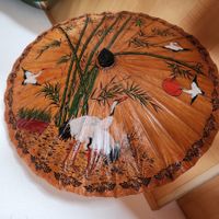 Asiatischer Papierschirm, handbemalt, neuwertig!