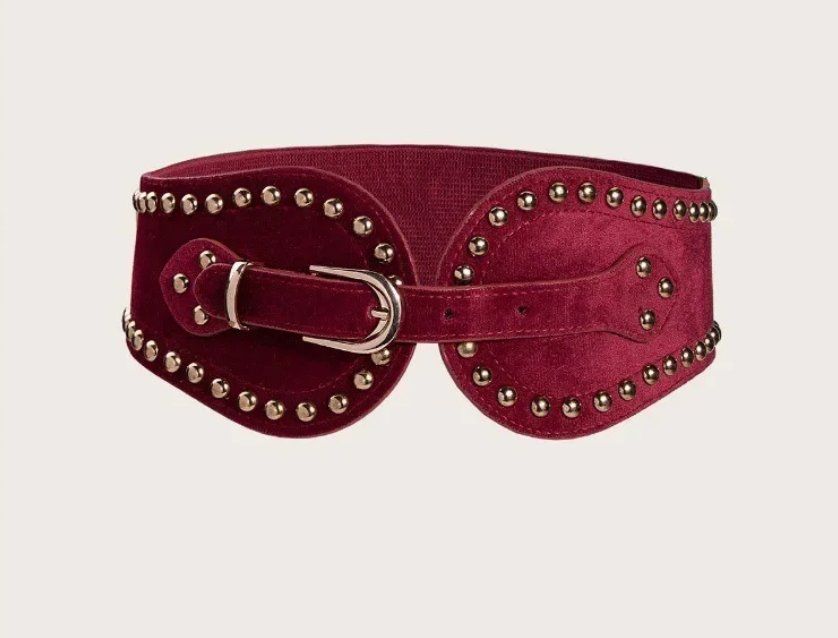 Cinture: Breiter elastischer Gürtel aus Wildleder mit Nieten – Nuovo e nell'imballaggio originale da Lausanne venduto da FASHION-WORLD-SHOP