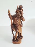 Geschnitzte Holzfigur - Heiliger Christophorus mit Jesuskind