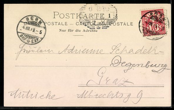 Cartoline postali: AK Bern, Nydeckbrücke und Alpen, 1899 – Usato da Berlin venduto da bartko-reher 1