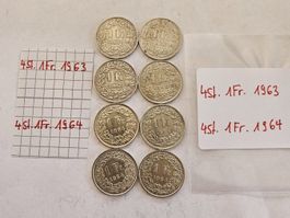 Einfränkler Set 8 Stück, 1963, 1964