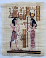 Original Ägyptischer weiße Papyrus Handgemalt Ramses & Isis