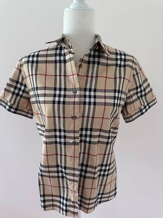 Burberry London Bluse Nova Check Kurzarm Gr. L / 3638