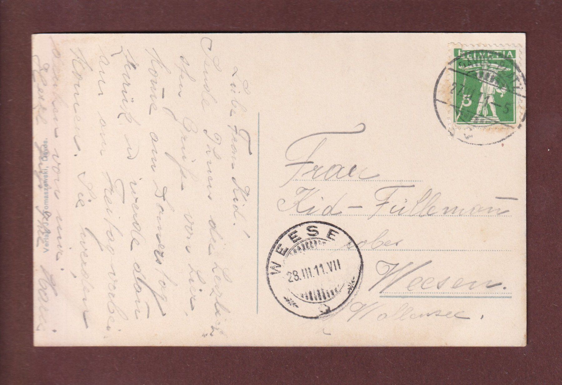 Cartoline postali: DAVOS - Davosersee im Winter - 1911 – Usato da Pully venduto da nicecards 1