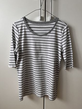 Marc Cain Damen T-Shirt gestreift grau weiss Grösse N 6