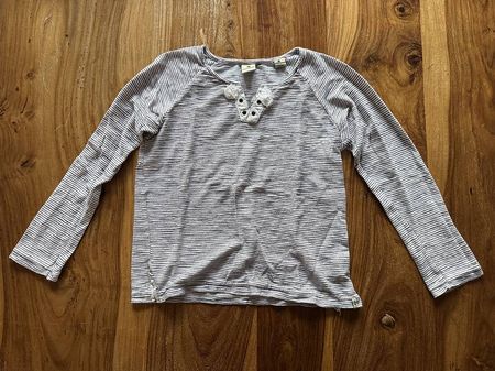 Scotch & Soda Langarmshirt Gr. 140 Weiss Glitzfaden