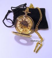 Mechanische Taschenuhr goldig mit Kette