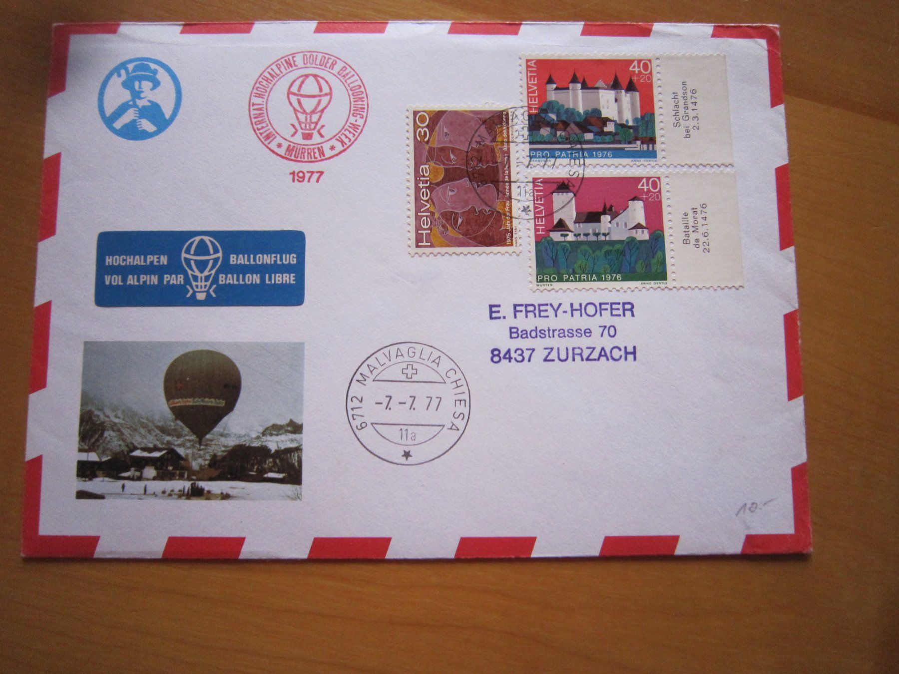 Alle Briefmarken: Ballonpost 1976 Stempel Malvaglia – Gebraucht aus Giubiasco von sal_9j6w