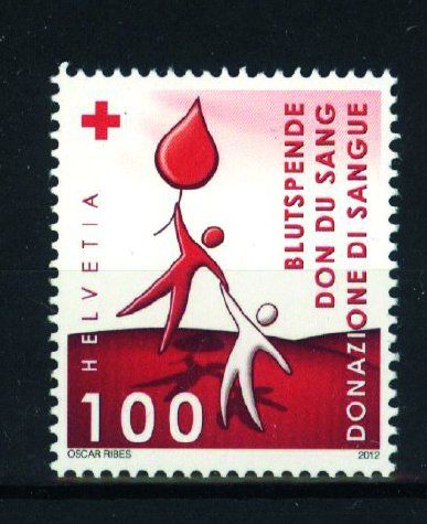 Tutti i francobolli: 2012, Sondermarke Blutspenden ** (2) – Usato da Willisau venduto da Vollstempel