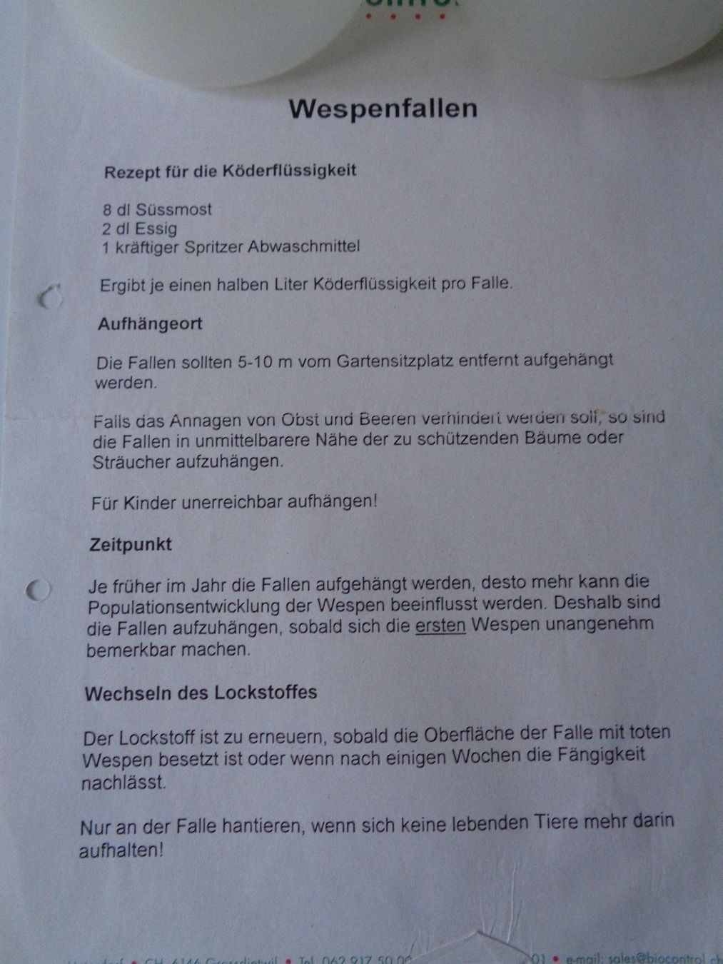 Jeux: 2 Wespenfallen + Anleitung/Rezept – D'occasion à Wiesendangen par Gullfoss 6