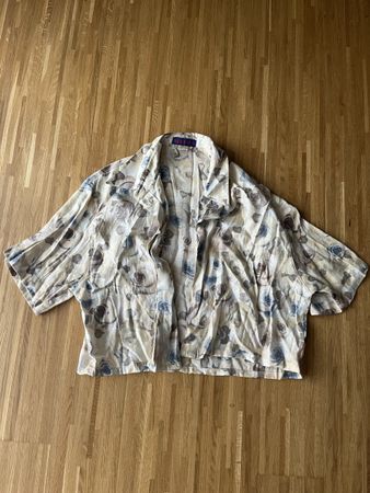 Vintage Bluse / Hemd gemustert beige - Oversized Retro Look