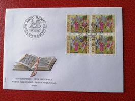 Pro patria 1989 fdc avec bloc de quatre