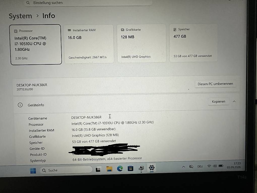 Lenovo Notebook: Lenovo ThinkPad T14s mit Touch Display – Usato da Seuzach venduto da Seuzemer 1