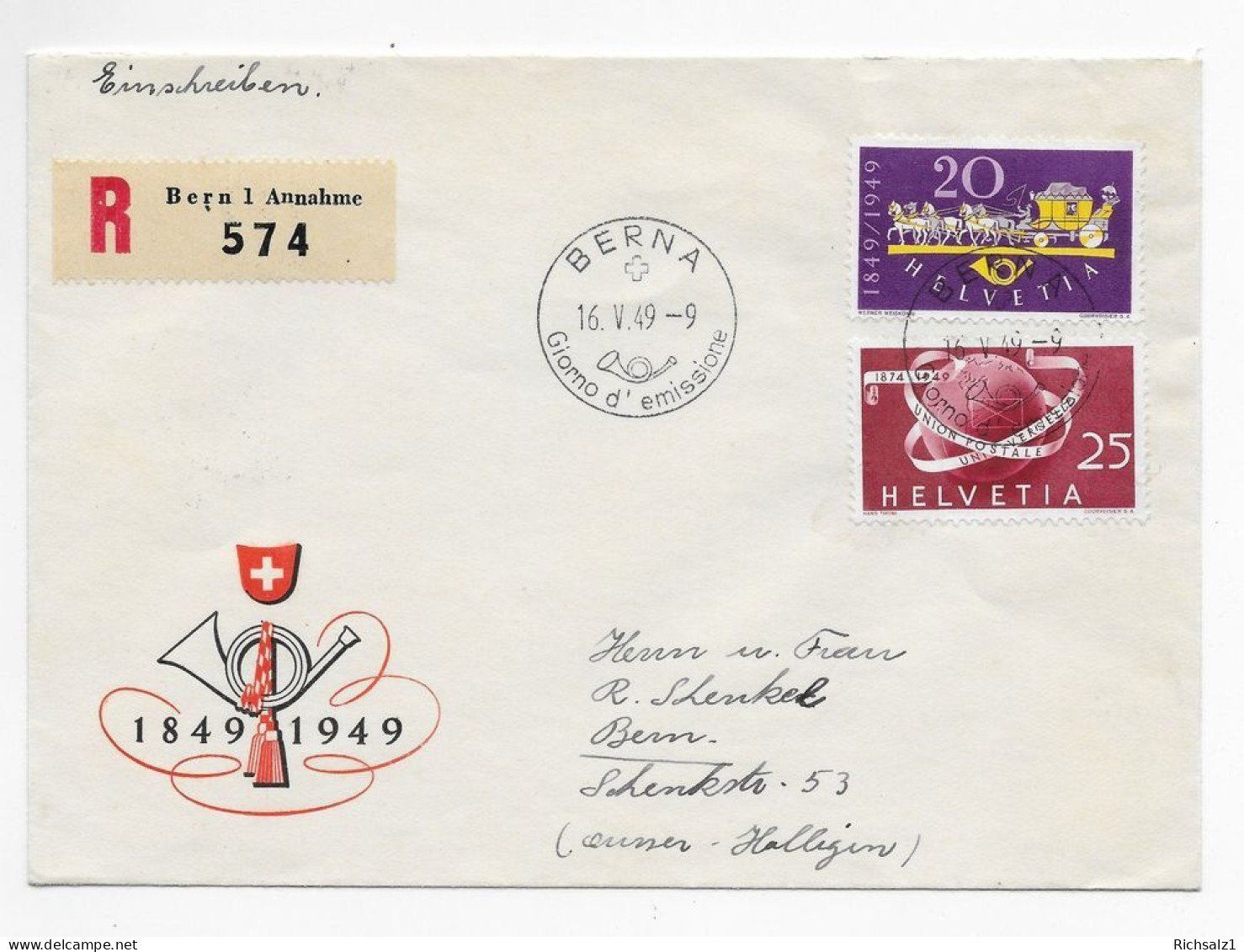 Alle Briefmarken: FDC 1949 Italienisch – Gebraucht aus Hefenhofen von Richsalz