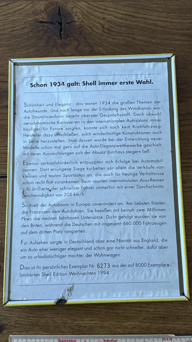 Shell Schilder: Shell Blechschild 1934 Zuverlaessigkeit ueber alles – Gebraucht aus Buchrain von Kindlein 1