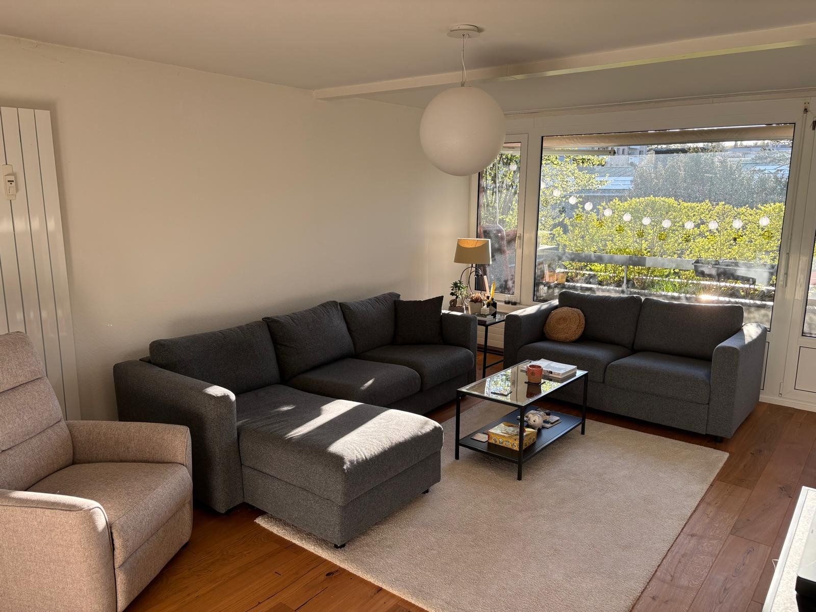 Ikea Divani: VIMLE 3er-Sofa mit Récamiere / Gunnared mittelgrau – Usato da Binningen venduto da alt_b6pd