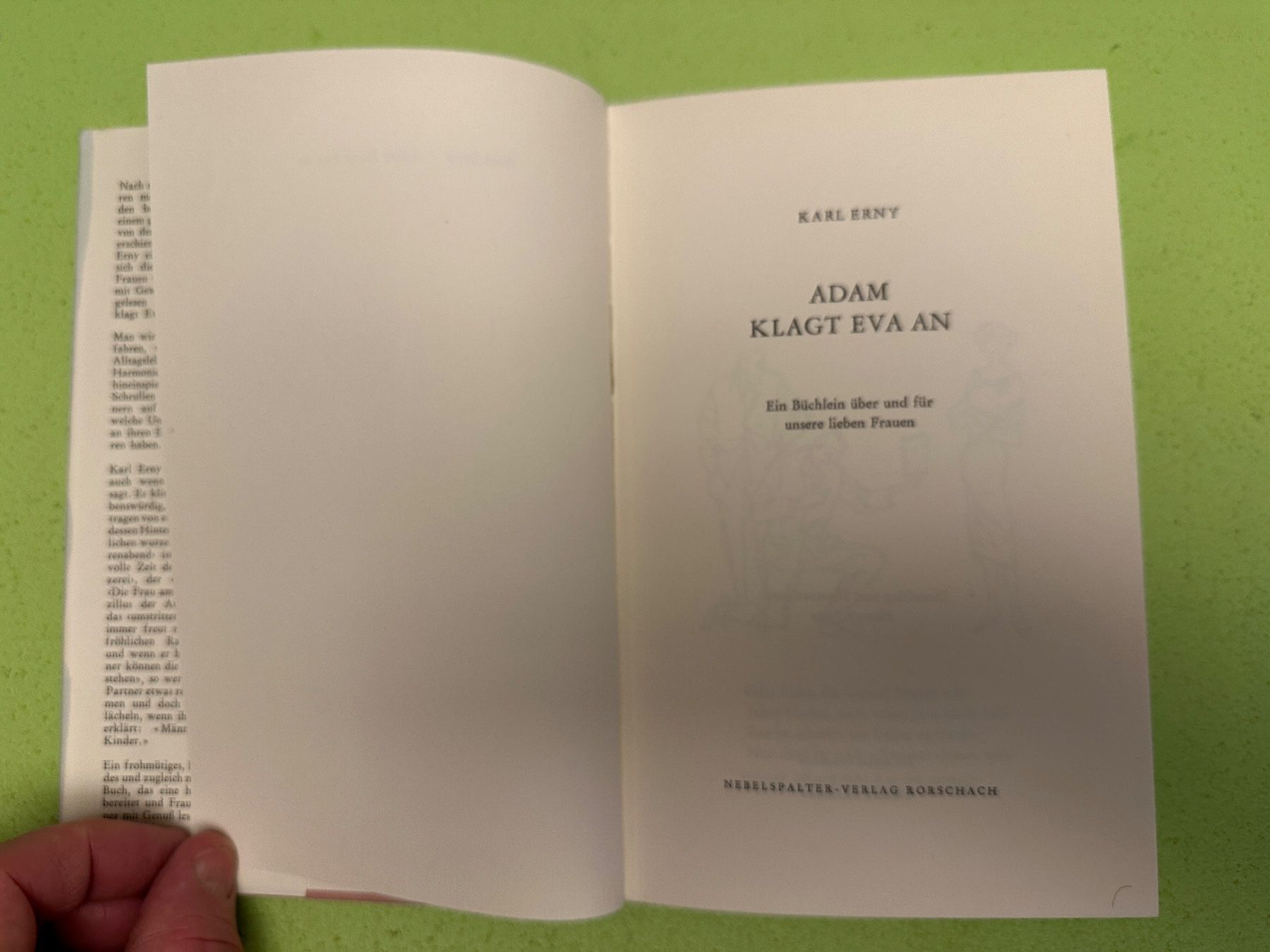 Libri: Karl Erny: Adam klagt Eva an. – Usato da Zürich venduto da allp 2