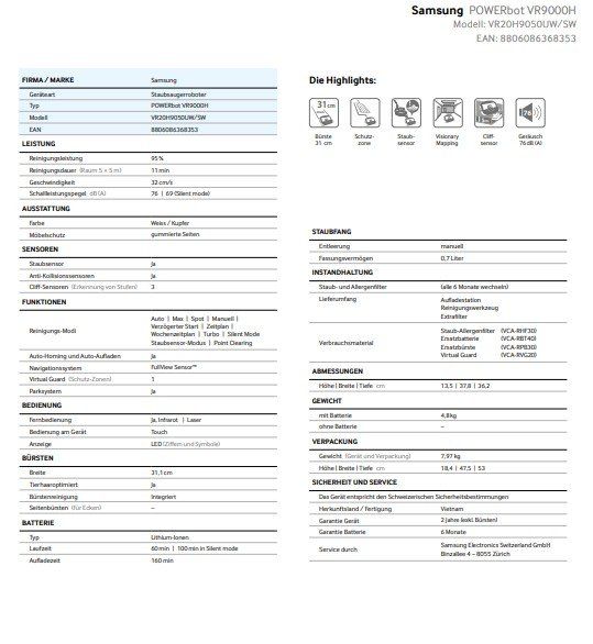 Samsung Aspirapolveri & Accessori: Staubsauger, Saugroboter Samsung Powerbot VR9000 – Usato da Uster venduto da Lea_ZH 6