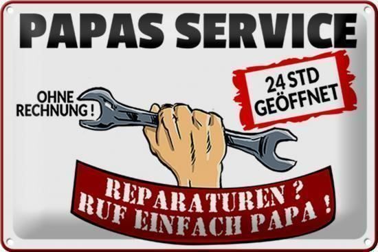 Insegne: Blechschild-PAPAS SERVICE-24 STD GEÖFFNE – Nuovo e nell'imballaggio originale da Rupperswil venduto da big-one-sale