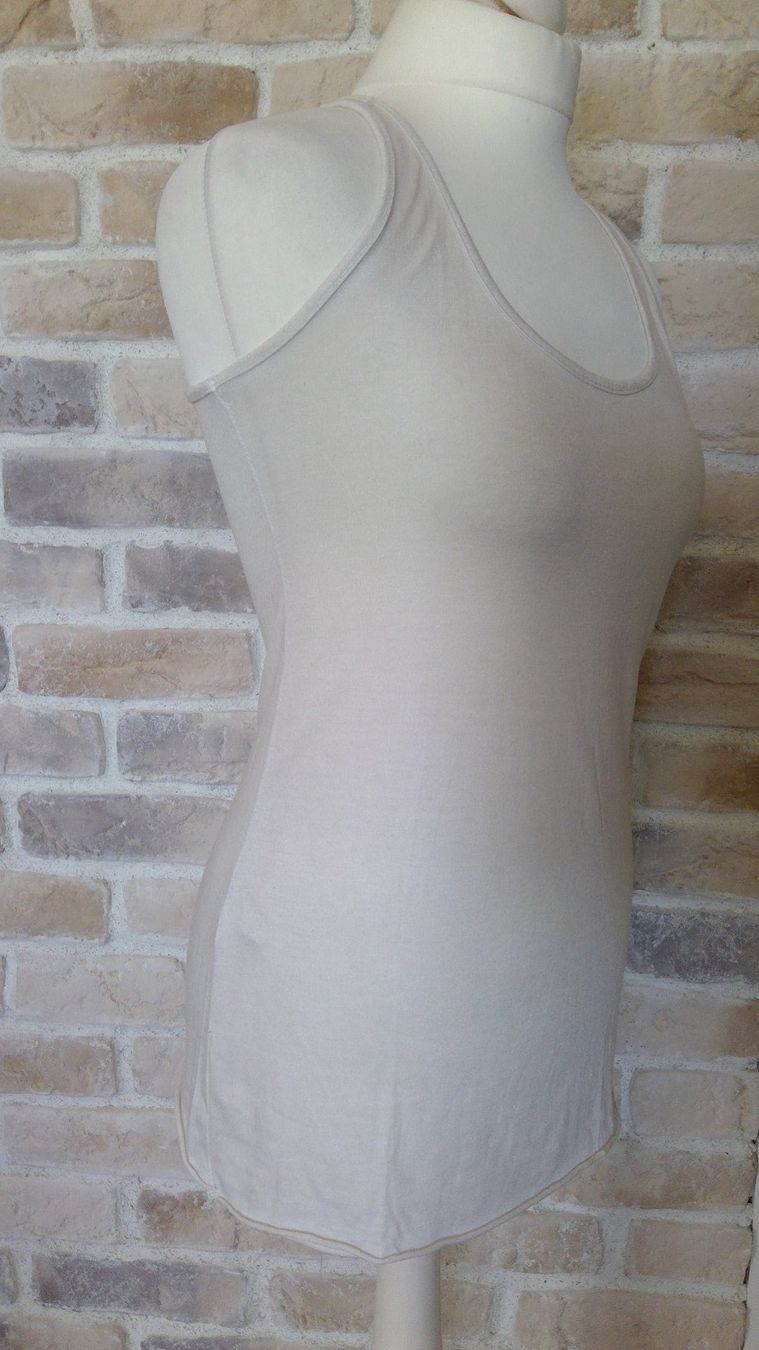 Top: Top débardeur beige, taille 2/M, polyester & viscose – Usato da Agiez venduto da chouchanelle 2
