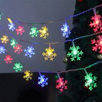 6m LED Lichterkette Schneeflocke, bunt, Weihnacht, Batterie