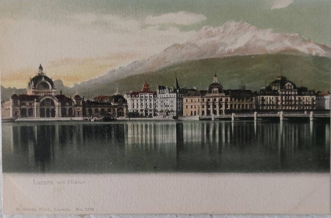 Ansichtskarten: LUZERN mit Pilatus - Bahnhof – Gebraucht aus Delémont von Domdom1