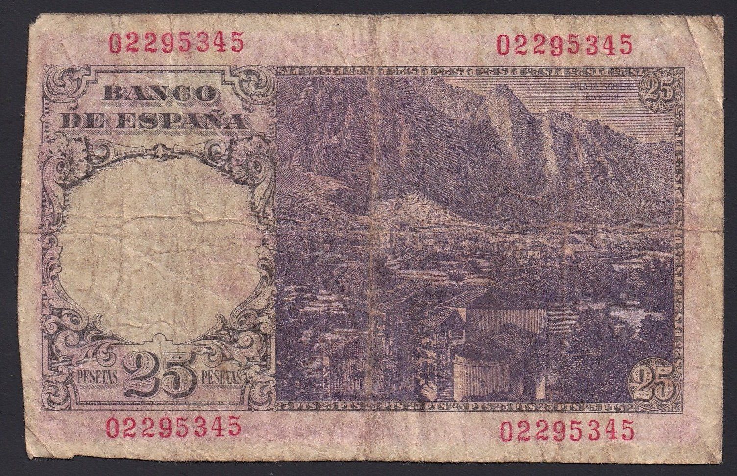 Banconote: Spanien 25 Pesetas 1946 – Usato da Brugg AG venduto da banknoten_muesli 1