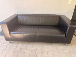 Sofa schwarz Leder 2-Sitzer guter Zustand