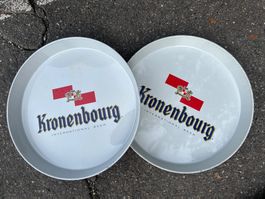 VINTAGE lot de deux plateaux Kronenbourg