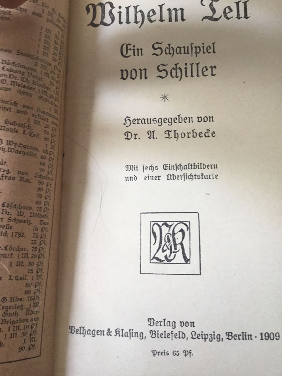 Libri: Antikes Buch Wilhelm Tell – Usato da Schlieren venduto da Jeajet 2