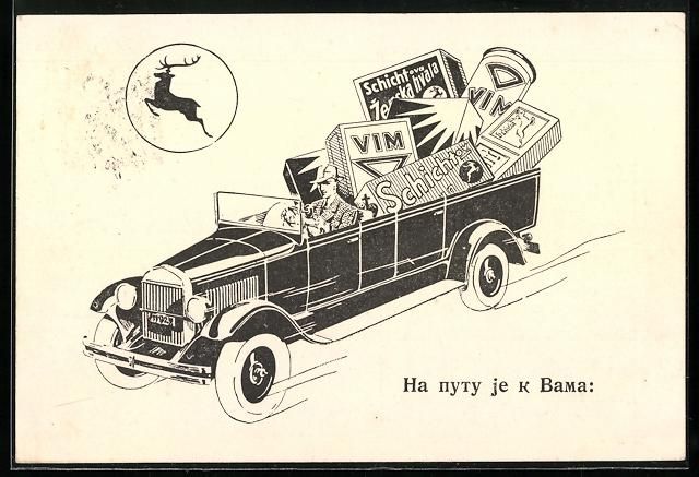 Cartoline postali: Mann in einem Auto bringt Schicht Seife – Usato da Berlin venduto da bartko-reher