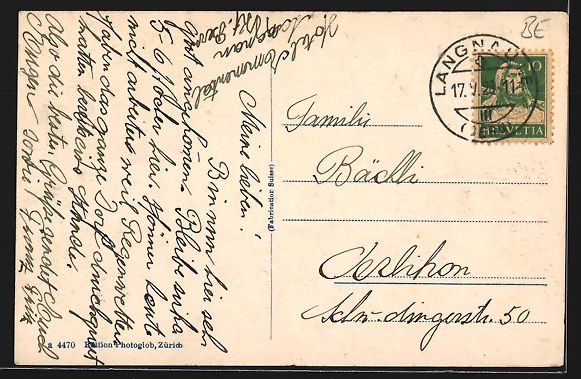 Cartoline postali: AK Langnau i. E., Teilansicht mit Kirche – Usato da Berlin venduto da bartko-reher 1