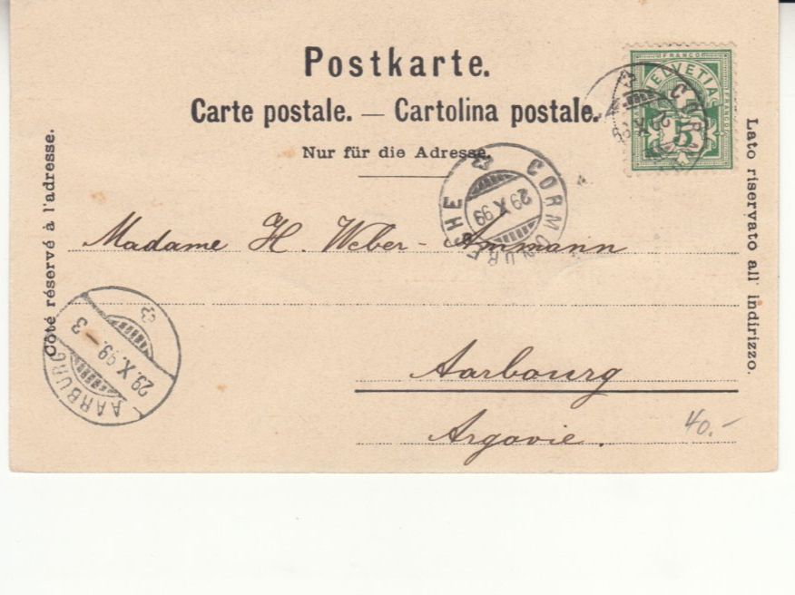 Cartoline postali: Neuchâtel 1899 mit ST Cormondreche – Usato da Bürglen TG venduto da StampGraf 1