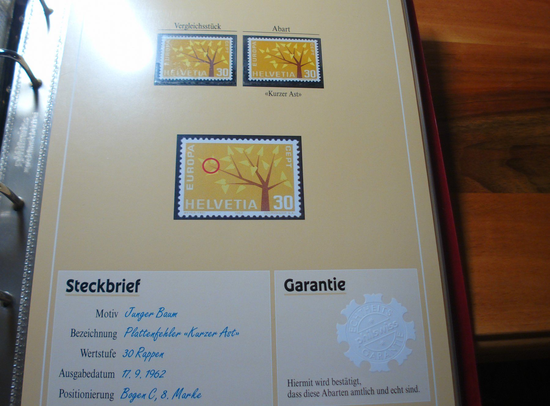 Alle Briefmarken: Abart Junger Baum 1962 **, "Kurzer Ast" – Gebraucht aus Niederwil AG von morostahu 1