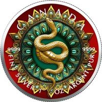 Maple Leaf 2025 Farbiger Round Mandala Snake1 Unze SILBER