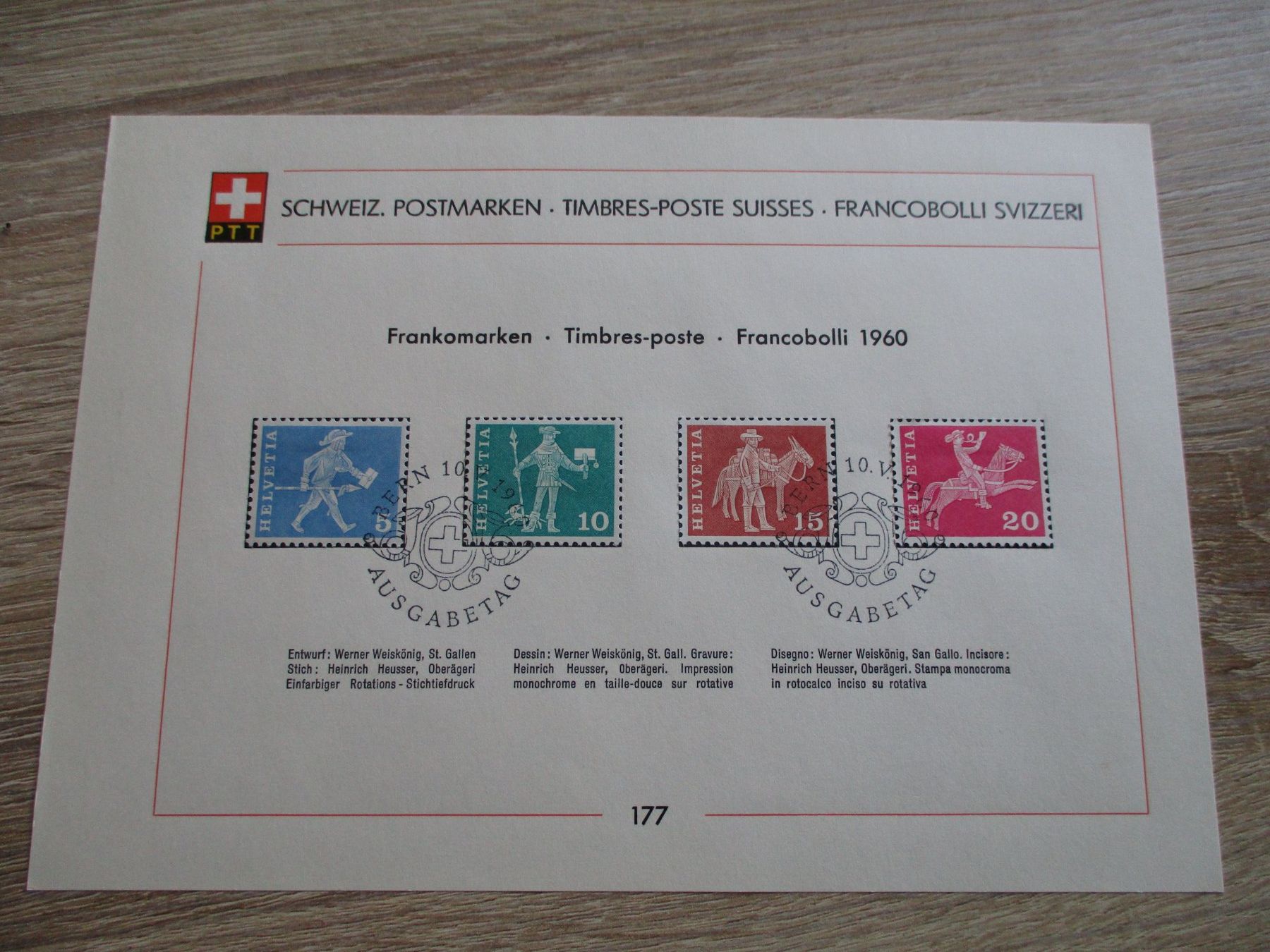 Alle Briefmarken: Feuille de collection n° 177 - 180  250.-- – Gebraucht aus Boécourt von Denteles66