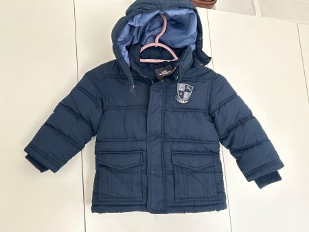 Kapuzen Winterjacke für Kinder dunkelblau von H&M Gr. 92