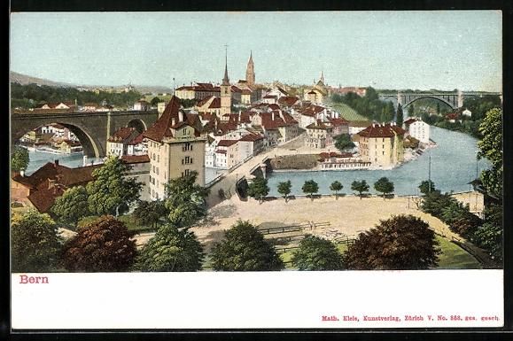 Cartes postales: AK Bern, Blick in den Ort mit Brücken – D'occasion à Berlin par bartko-reher